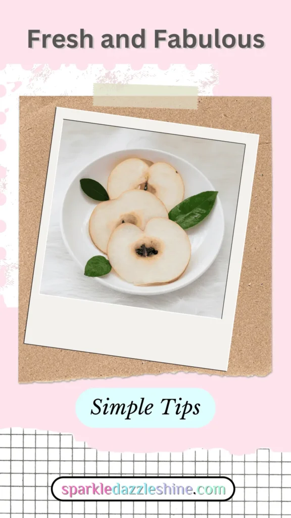 A Culinary Tips pinterest pin to limit browning in fruit, featured fruit is sliced apples