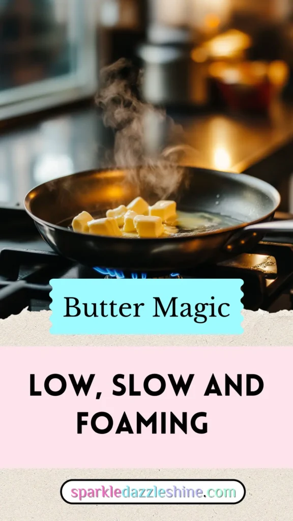 Culinary Tip, butter melting on stove top, low slow and foaming