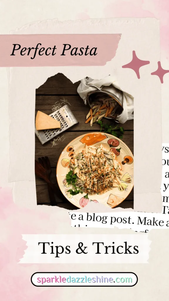 In our culinary tips post, "Is There a Science to Cooking Pasta," we've created a pin image showing a serving plater of rigatoni pasta