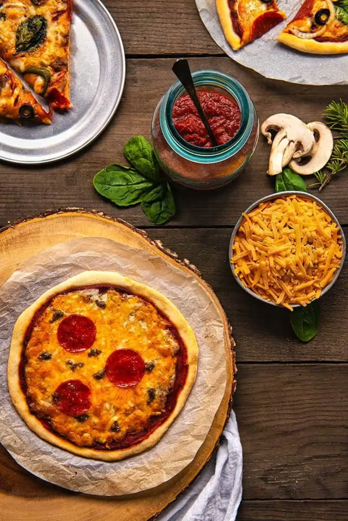 Delicious No-Fail, No-Yeast Pizza Dough & Sauce Recipe.  A home made pizza, pizza sauce 