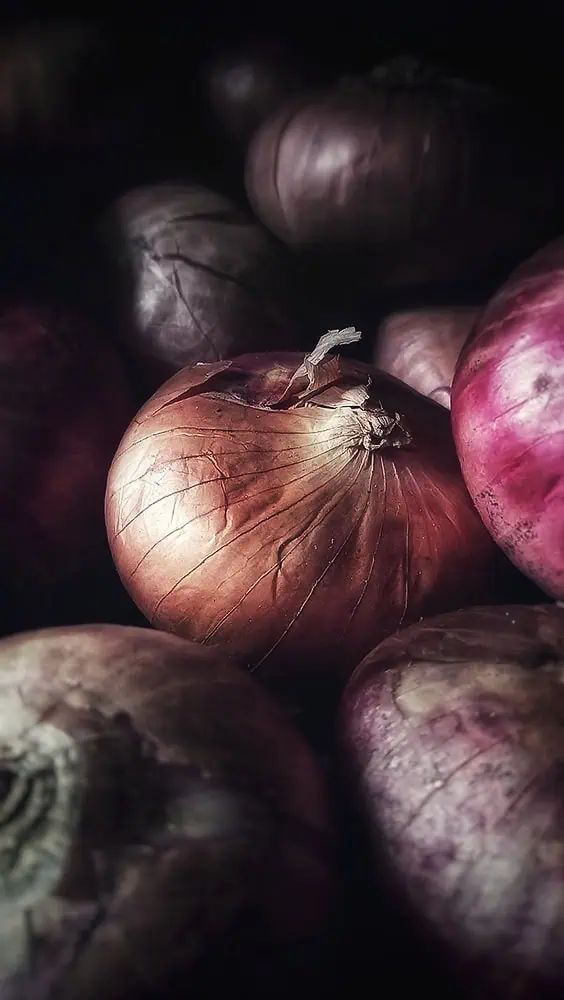 There is no need to Cry over Onions. This is a up close photo of a bunch of onions.