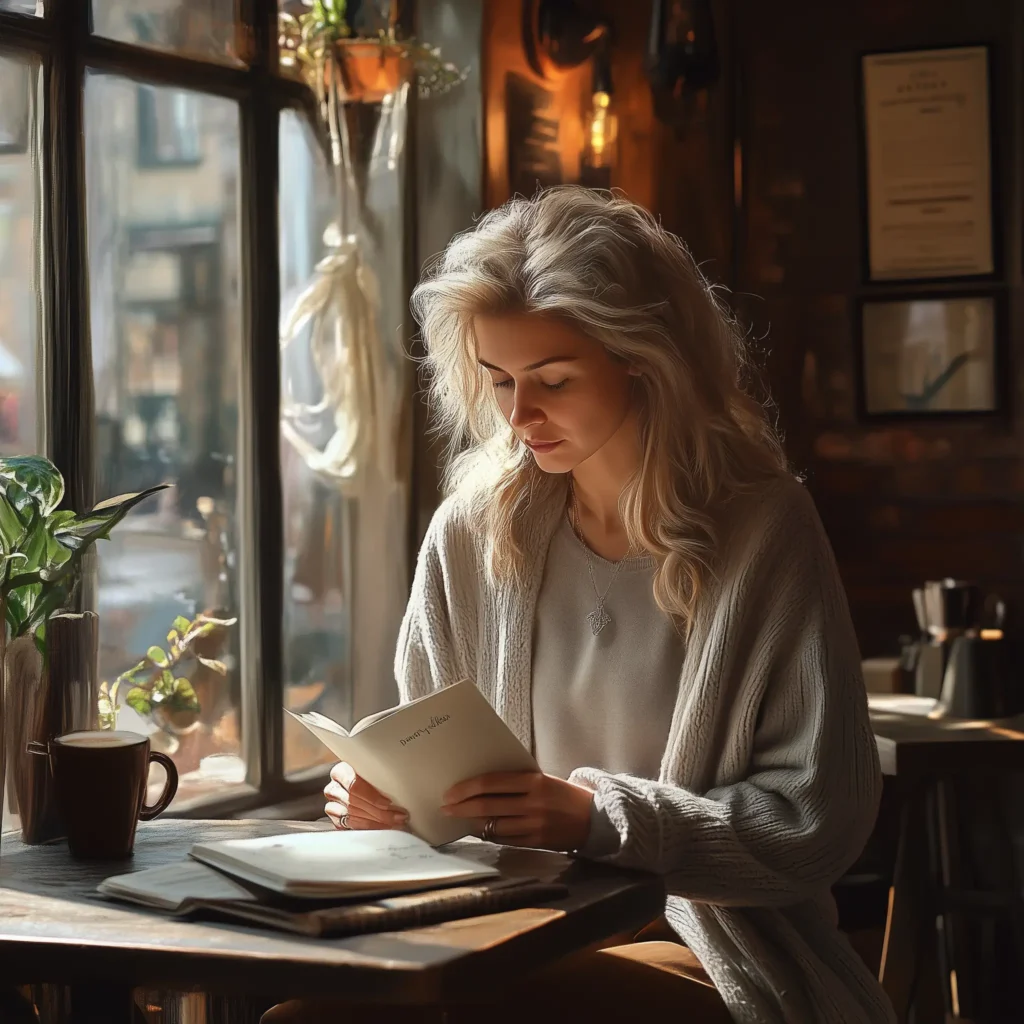 Is journaling right for everyone, a woman sitting in a coffee shop, writing in a journal