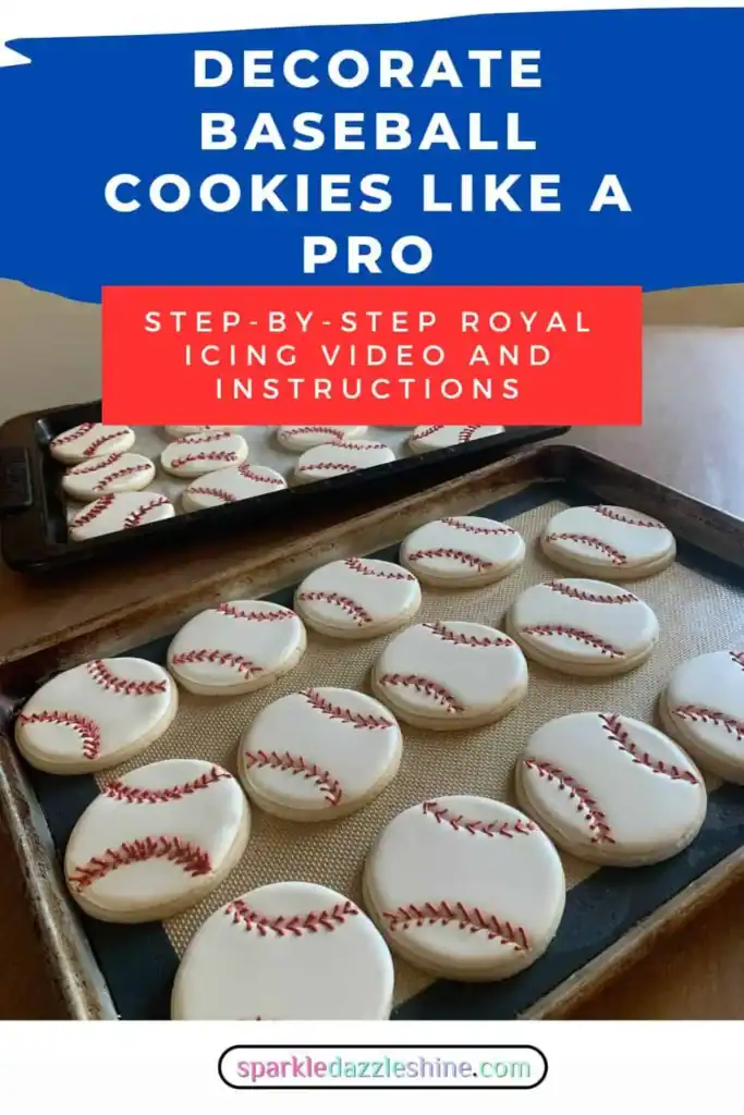 image of a tray of baseball shaped and decorated sugar cookies