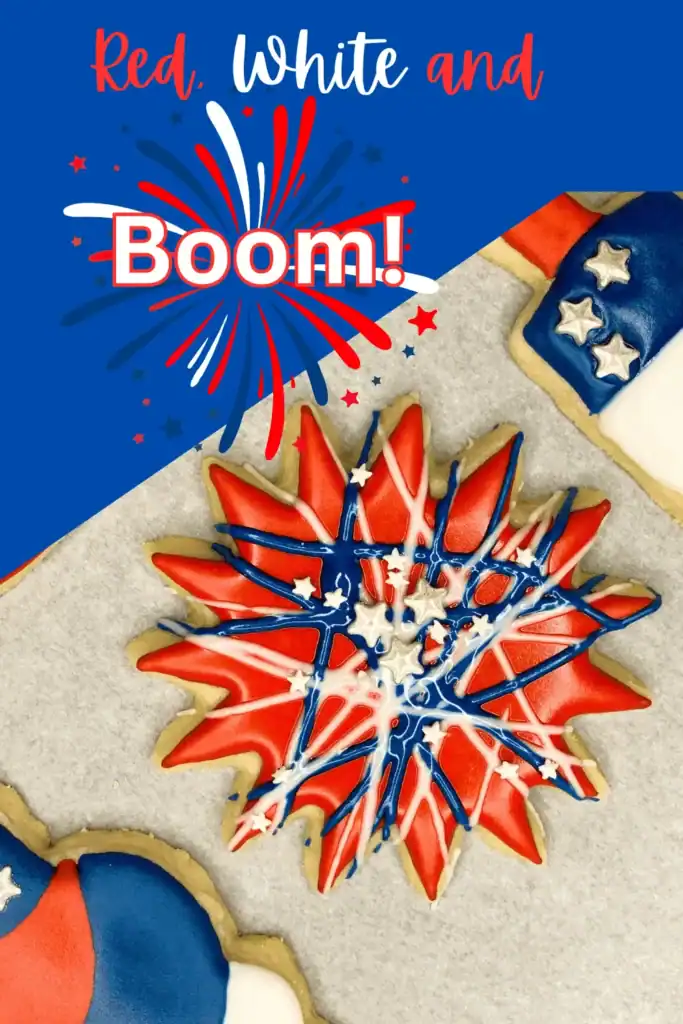 red firework decorated sugar cookie