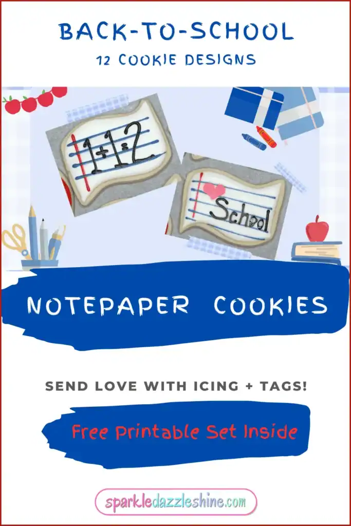 Pinterest Promo image for Notebook Sugar Cookies Back-to School collection