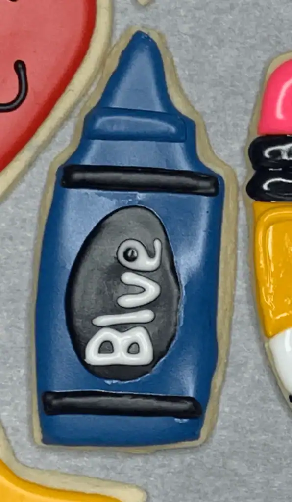 blue crayon sugar cookie