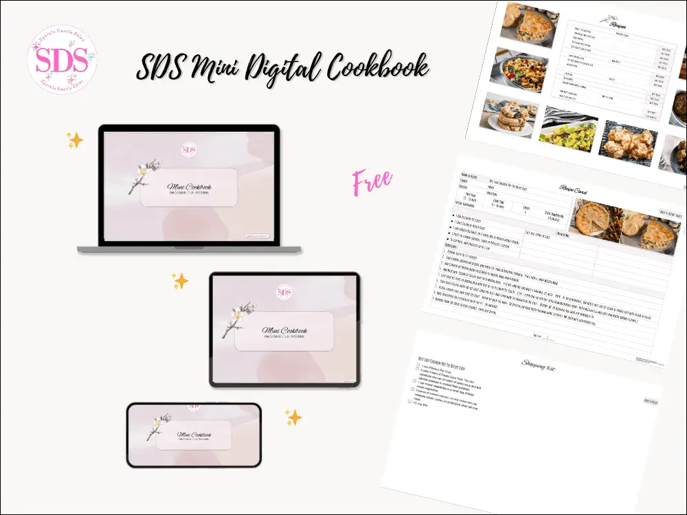 Mock up of SDS Mini Digital Cookbook for Blog Post