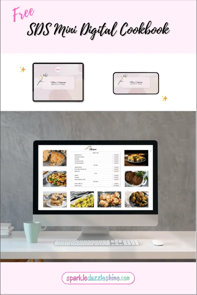 Visual Pinterest Mockup for Mini Digital Cookbook.