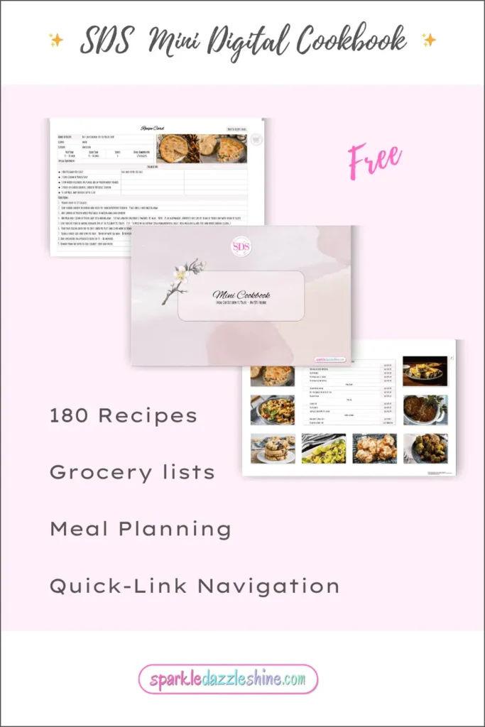 Visual Pinterest Mockup for Mini Digital Cookbook.