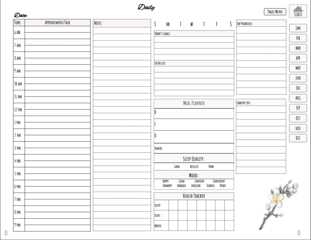 Blush Digital Planner Daily Page