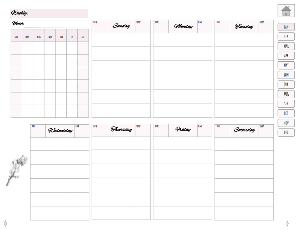 Blush Digital Planner Weekly Page