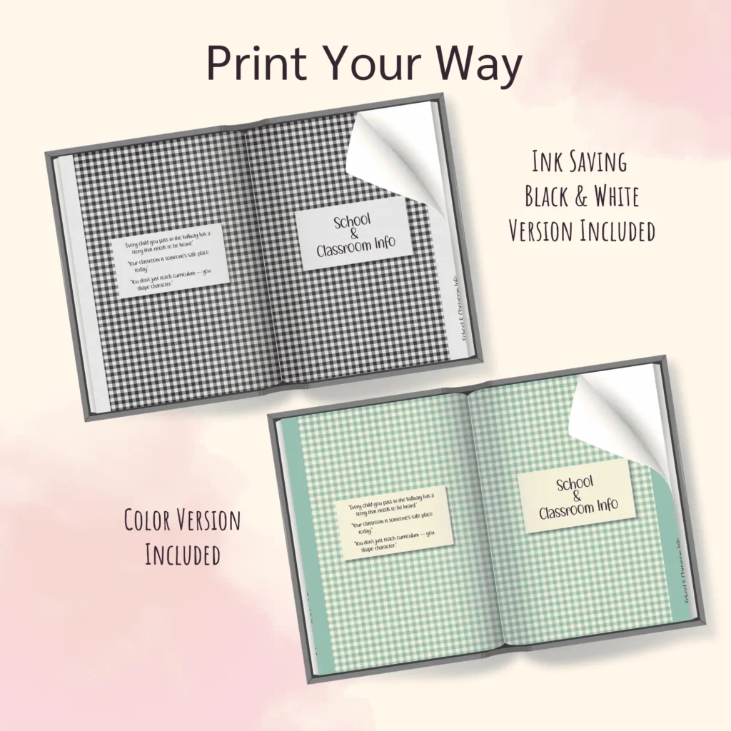 2026-2027 Teacher Planners in color and print saving Black and White versions.